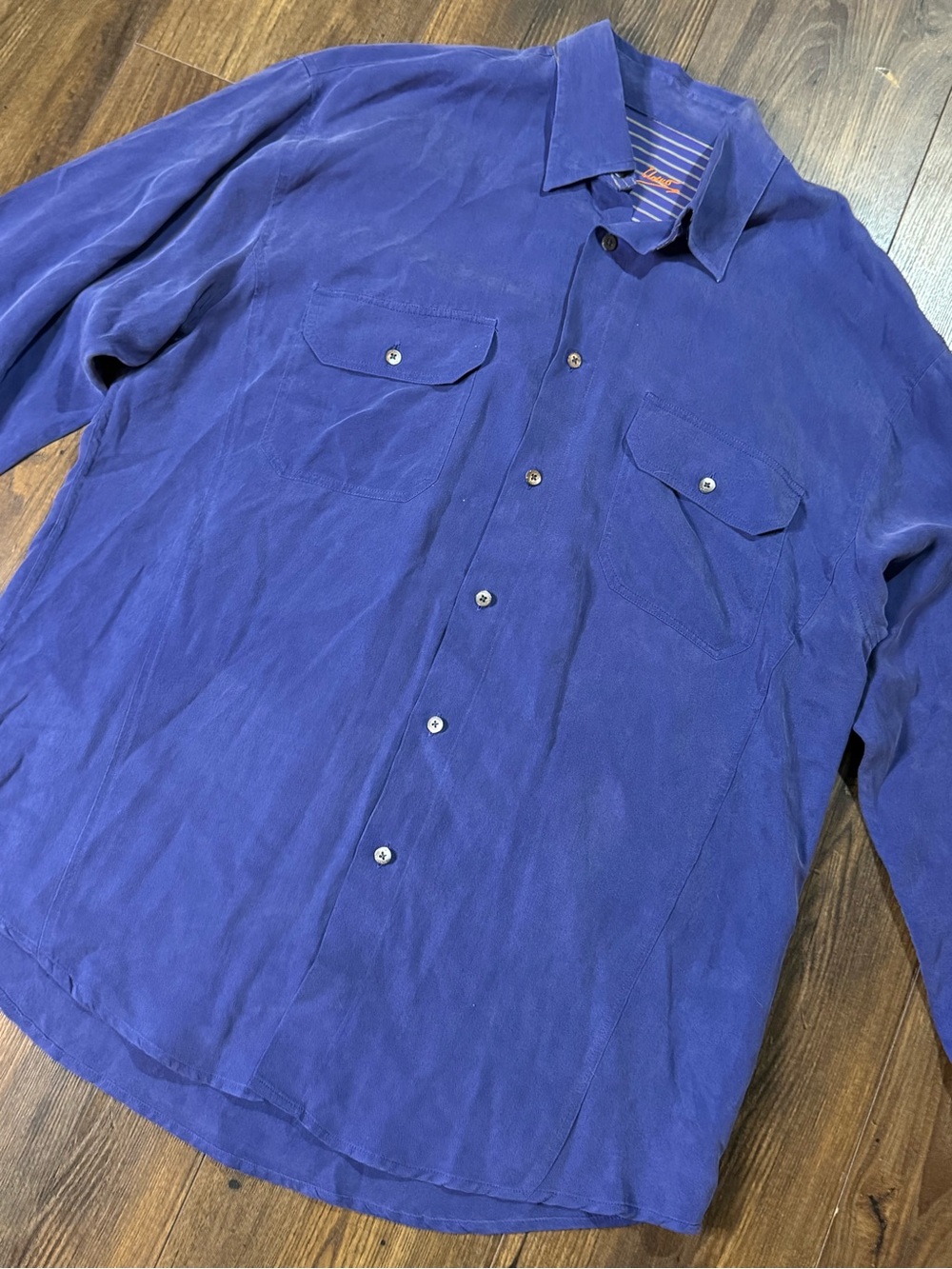 Bugatchi Uomo Men’s Large Blue 100% Tencel Button Front Shirt Long Sleeve - Picture 3 of 10